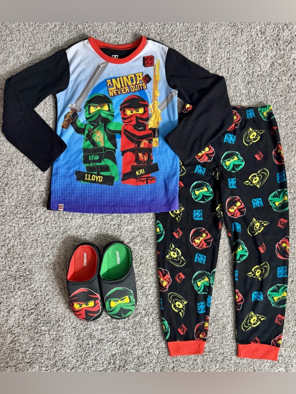 Ninjago Pajama & Slippers Set (size 10/12)